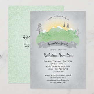 Invitation Adventure Await Green Mountains Baby shower