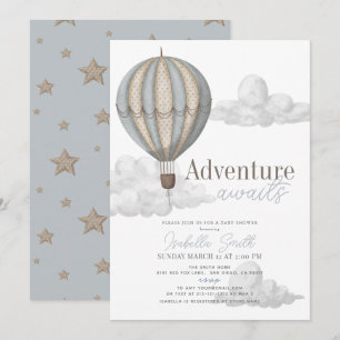 Invitation Adventure Await Hot Air Balloon Boy Baby shower