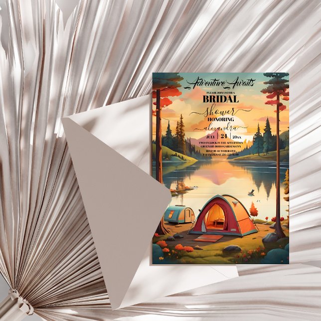 Invitation Adventure Await Mountain Forest Fête des mariées (Créateur téléchargé)