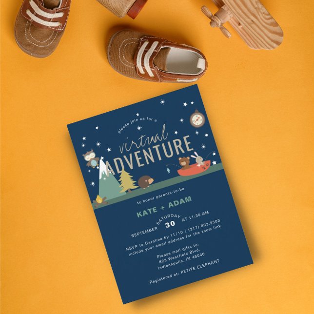 Invitation Adventure Await Woodland Boy Baby shower virtuel (Créateur téléchargé)