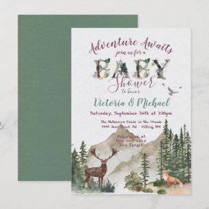 Invitation Adventure Baby shower forestier de montagne Woodla