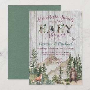 Invitation Adventure Baby shower forestier de montagne Woodla