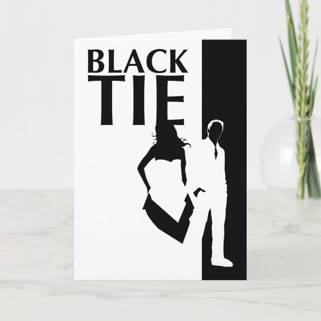 Invitation affaire de cravate noire : silhouettes femme et ho (Devant)