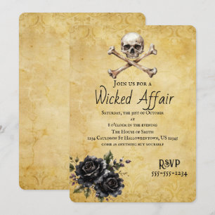 Invitation Affaire Méchante Crâne Gothique Soirée Halloween