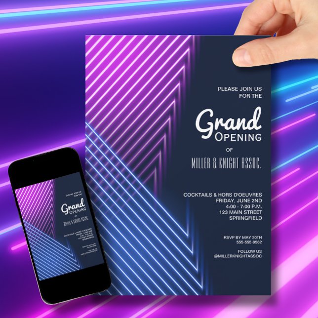 Invitation Affaires Neon Lights (Change the wording to fit your occasion.)