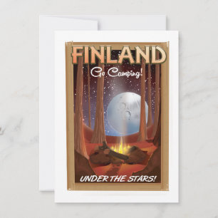Invitation Affiche de camping en Finlande sous les étoiles