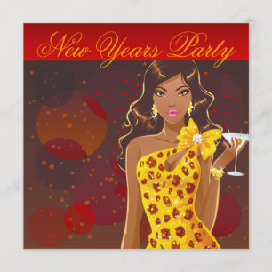 Invitation Affiche de club pour la soirée du Nouvel An rouge/