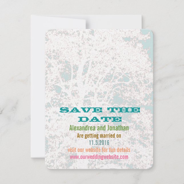 Invitation Affiche de police Aqua Birch Tree Enregistrer la d (Devant)