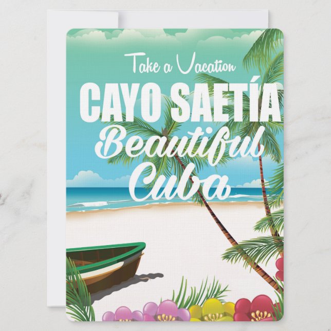 Invitation Affiche de vacances à la plage de Cayo Saetía Cuba (Devant)