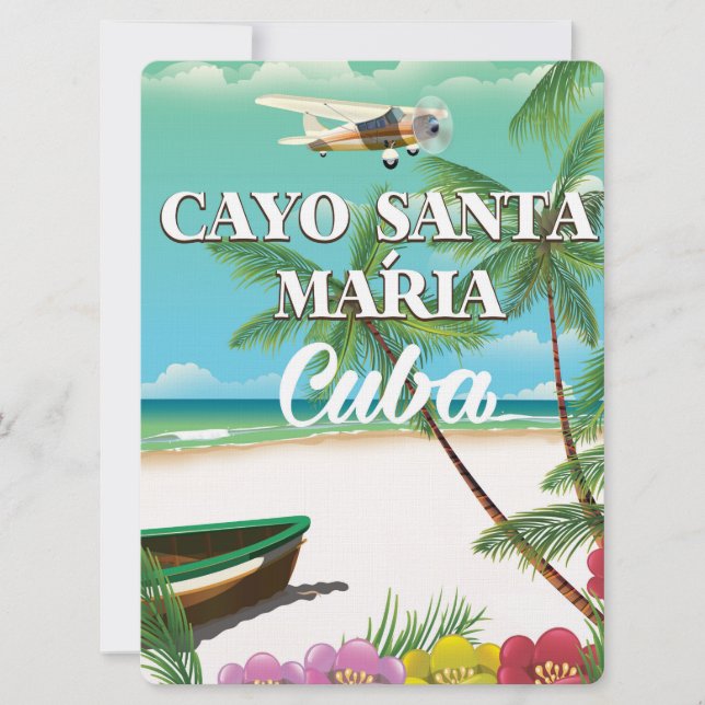 Invitation Affiche de vacances de plage cubaine Cayo Santa Ma (Devant)
