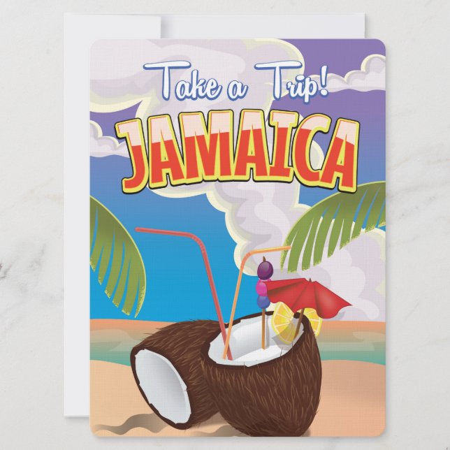 Invitation Affiche de voyage de Jamaïque Cartoon (Devant)