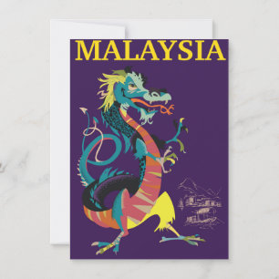 Invitation Affiche de voyage de style vintage Dragon de Malai