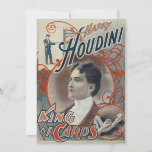 Invitation Affiche Magique Vintage, Magicien Harry Houdini