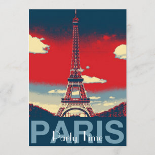Invitation affiche rétro Vintage France Paris Effiel Tower