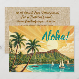 Invitation Affiches de voyage hawaïennes vintage - Oahu