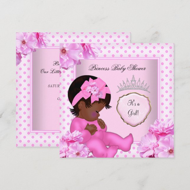 Invitation Africain Américain Baby shower fille Sweet Baby (Devant / Derrière)