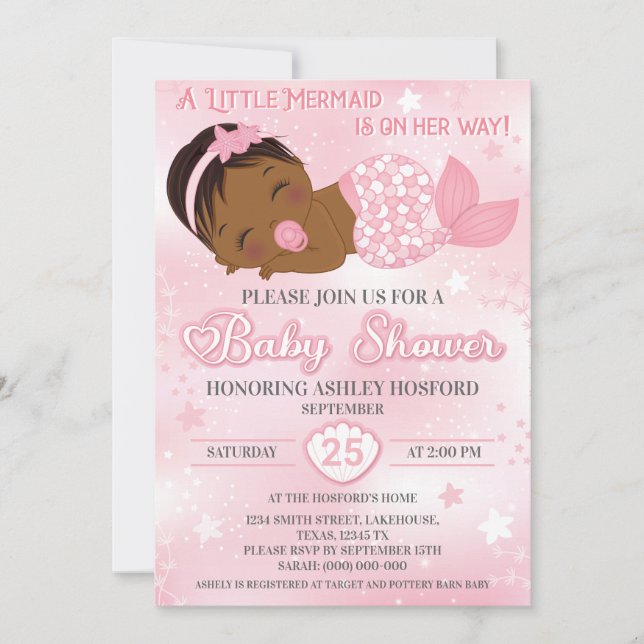 Invitation Africaine Américaine Baby Girl Shower (Devant)