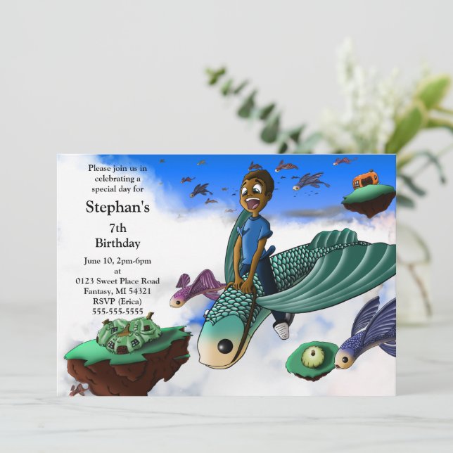 Invitation African American Boy Birthday Party (Debout devant)