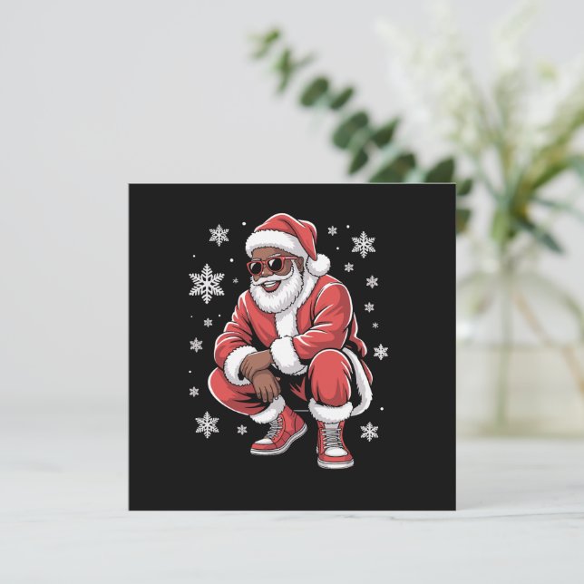 Invitation African American Christmas Pajama Xmas Afro Santa  (Debout devant)