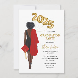 Invitation African American Female Photo Graduation Party
