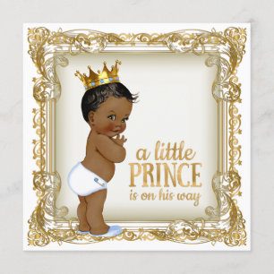 Invitation African American Prince Baby shower Ethnic Boy