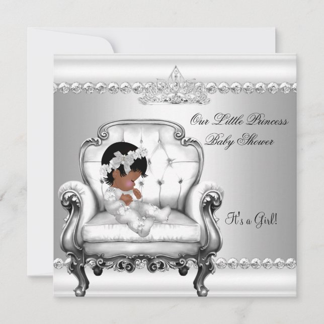 Invitation African American Princess Baby shower Girl Chair 2 (Devant)