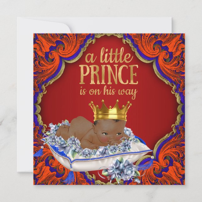 Invitation African American Royal Prince Baby Boy Douche (Devant)