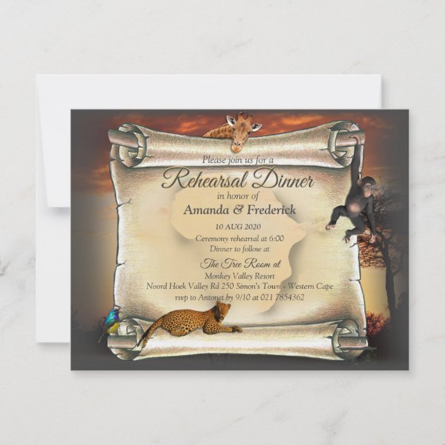 Invitation African Safari Sunset Repétition dîner (Devant)