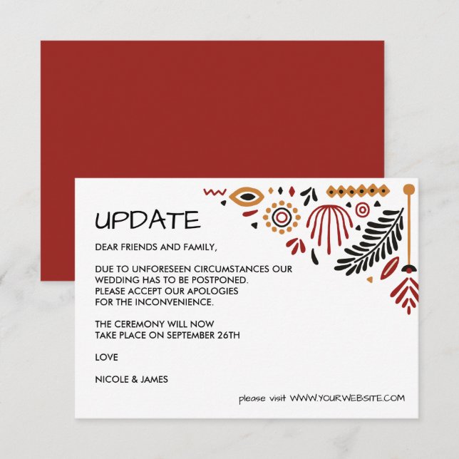 Invitation Africana | Actualisation du MARIAGE Ankara Kente (Devant / Derrière)