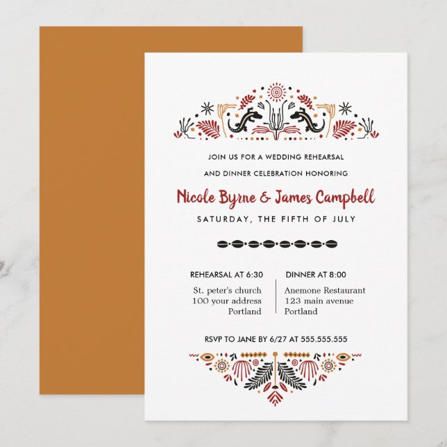 Invitation Africana | Repas de répétition Ankara Kente modern (Devant / Derrière)