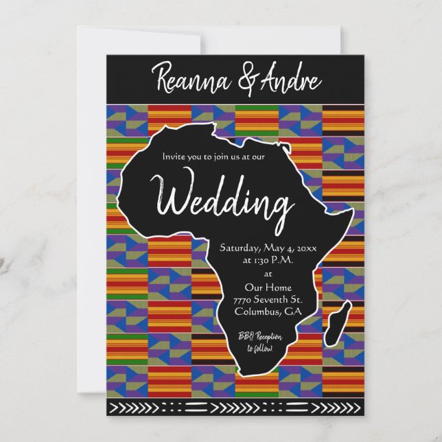 Invitation Afrique Inspiré Kente K48 Afrique noire Mariage (Devant)