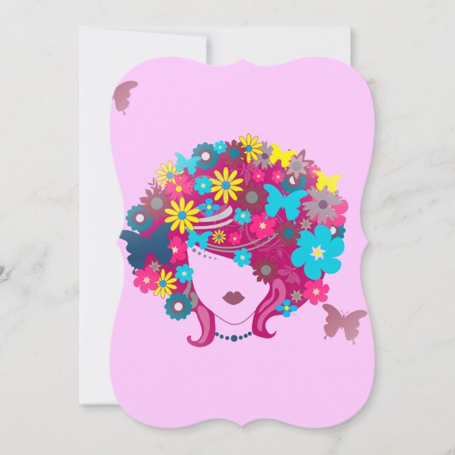 Invitation afro à fleurs boho (Devant)