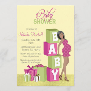 Invitation Afro-américain d'invitation de baby shower de
