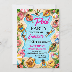 Invitation Afro-Américain Joyeux Anniversaire Fête au Bord de