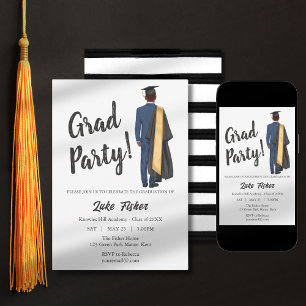 Invitation Afro-Américain Leavers Graduation Gown & Casquette