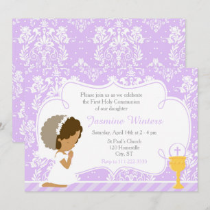 Invitation Afro-Américaine Première Communion Damask
