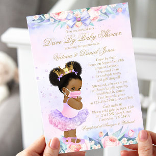 Invitation Afro Princesse Baby Shower Drive-By