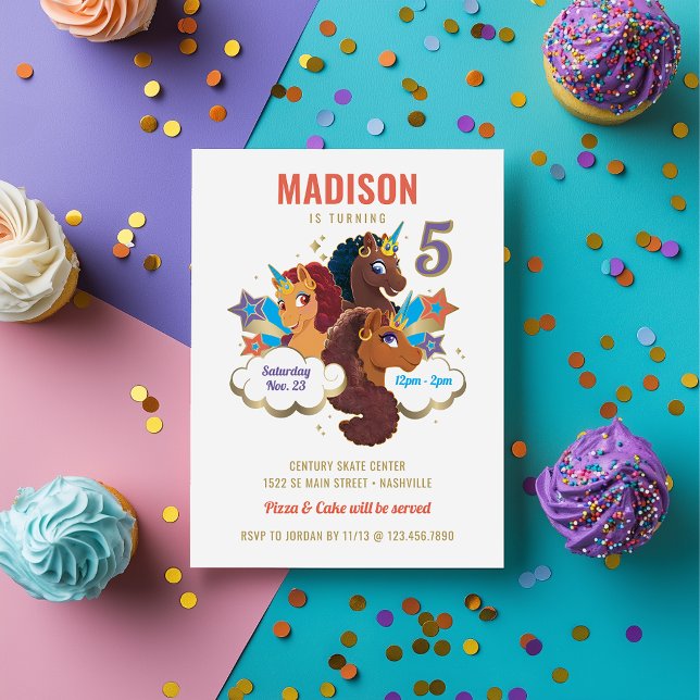 Invitation Afro Unicorn | Filles magiques Anniversaire (Créateur téléchargé)