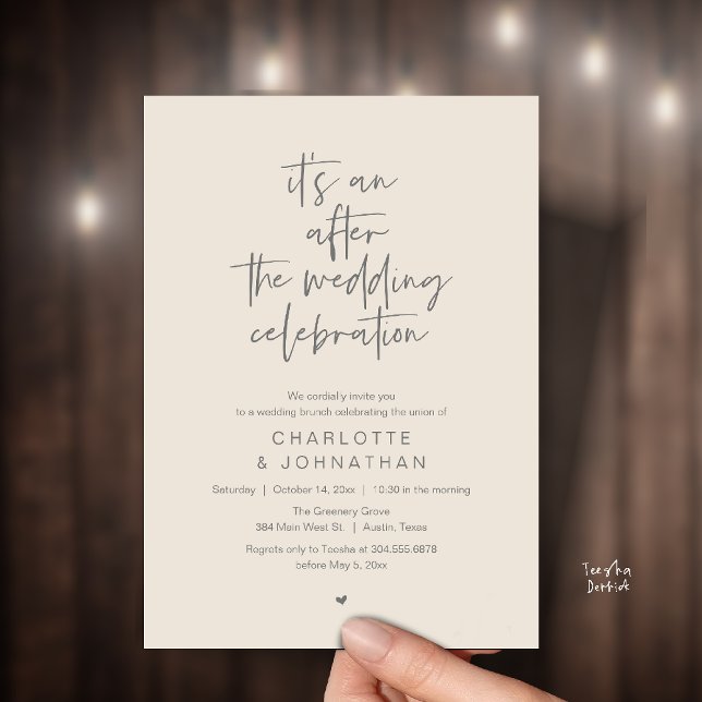 Invitation After the wedding celebration, modern brunch (it's an after the wedding celebration, modern brunch invitation card in cream grey)