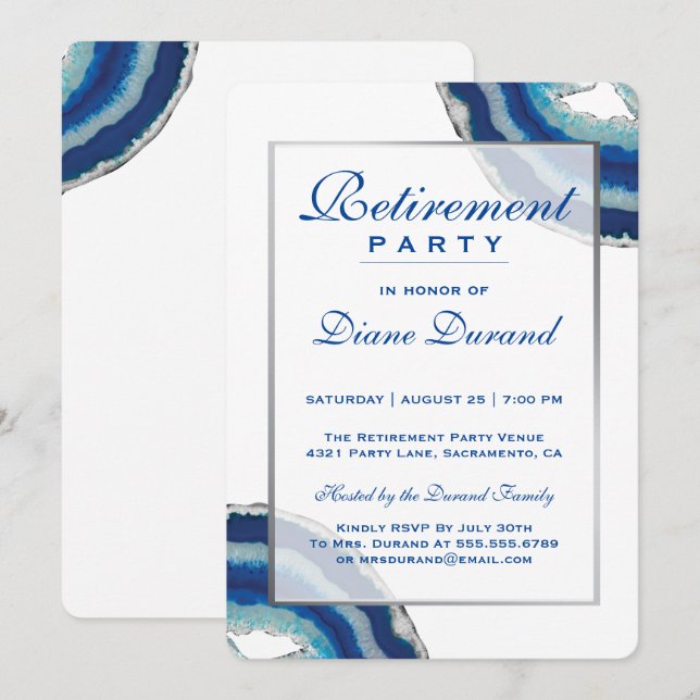 Invitation Agate de l'invitation | de partie de retraite de (Devant / Derrière)