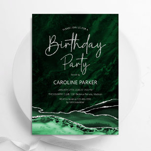 Invitation Agate Emerald Green Argent Anniversaire N'importe 