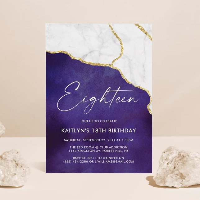 Invitation Agate et marbre élégant 18e anniversaire (Créateur téléchargé)