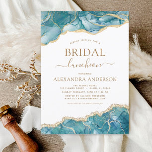 Invitation Agate Fête des mariées Turquoise Déjeuner Turquois