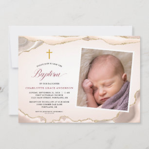 Invitation Agate Gold Parties scintillant Script Photo Girl B