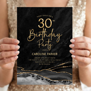 Invitation Agate Noir Or 30e Anniversaire