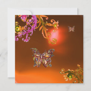Invitation AGATE PAPILLON , orange rose jaune marron vif
