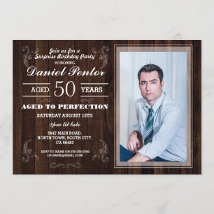 Invitation Âgé À La Perfection Anniversaire Mens Photo Bois