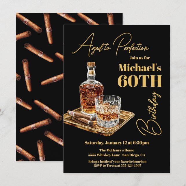 Invitation Âgé à la perfection Cigar de Bourbon (Devant / Derrière)
