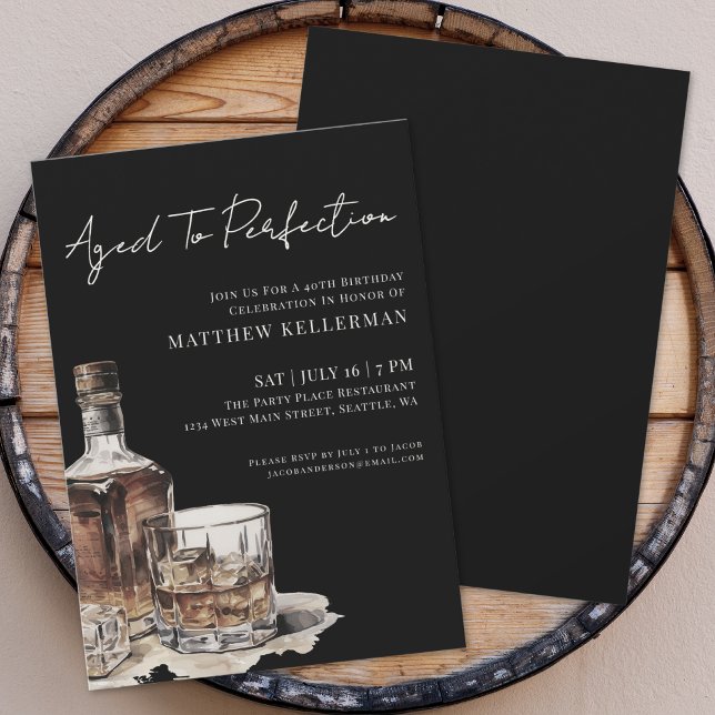 Invitation Âgé à la perfection Fête d'anniversaire masculine (Aged To Perfection Men's Birthday Party Invitation)