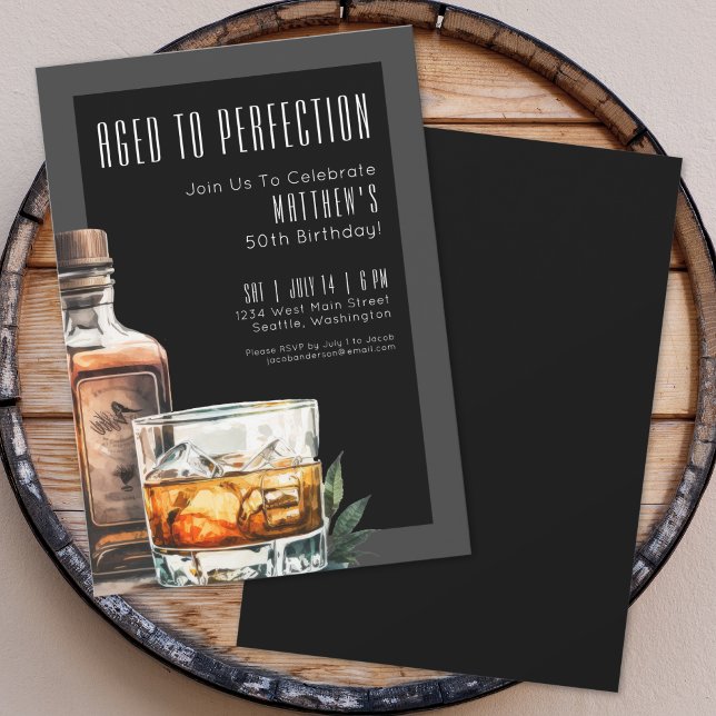 Invitation Âgé à la perfection Fête d'anniversaire masculine (Aged To Perfection Men's Birthday Party Invitation)